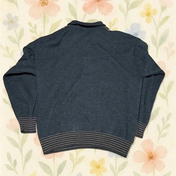 Vintage Florence Tricot Quarter Zip Sweater XL Italian Knit Striped Pullover - Picture 4 of 6